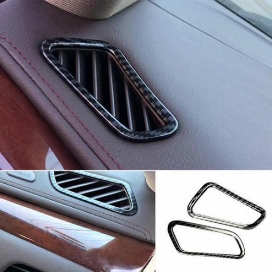 For Cadillac XTS 2013- Carbon Fiber Dashboard L&R Air Outlet Vent Trim 2pcs