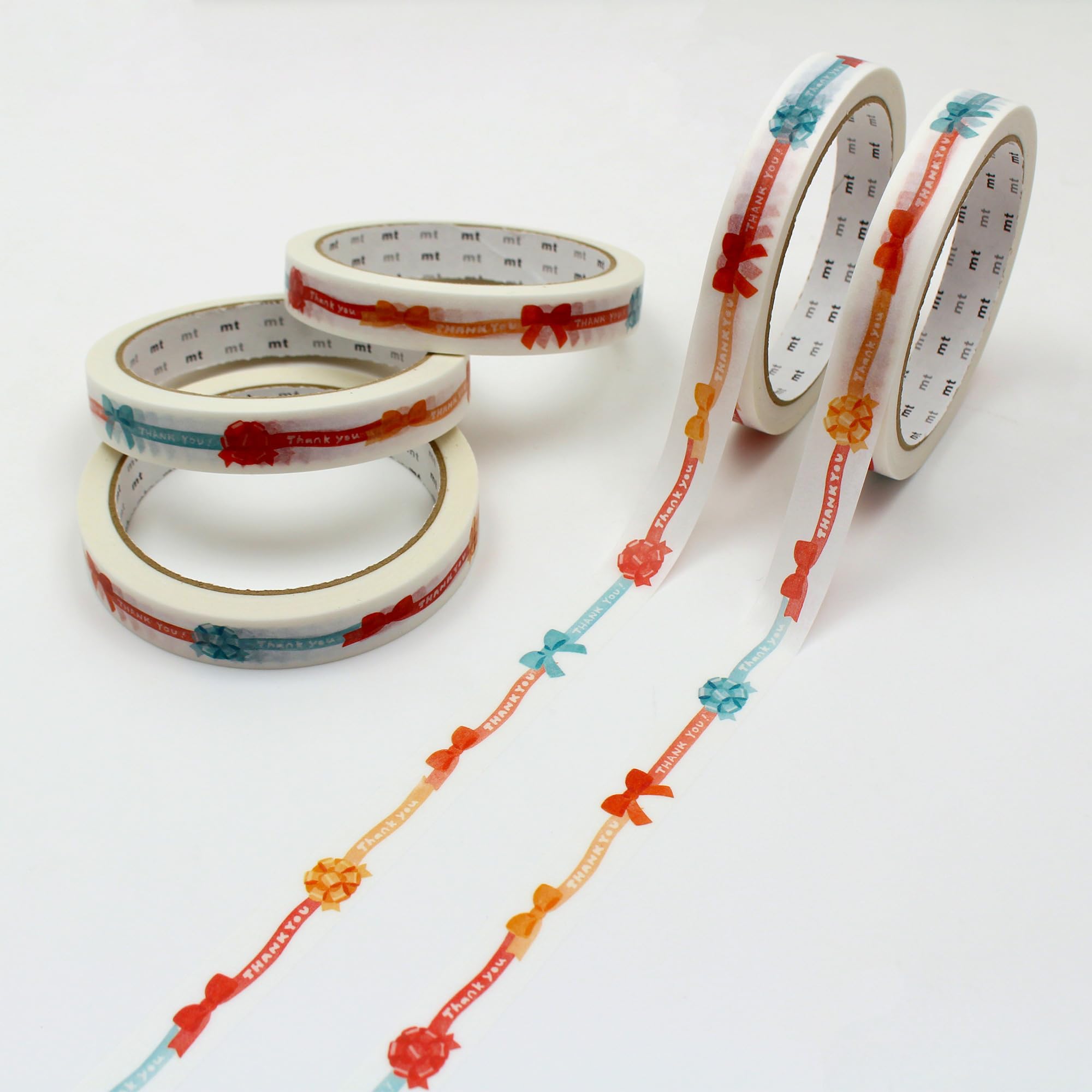 

mt Large Core Colorful Ribbon Wrapping Gift Kamoi Kakoshi Cute Pattern Masking Tape Cellophane Tape 5-Pack (Strong Adhesive/Washi Paper) (Official
