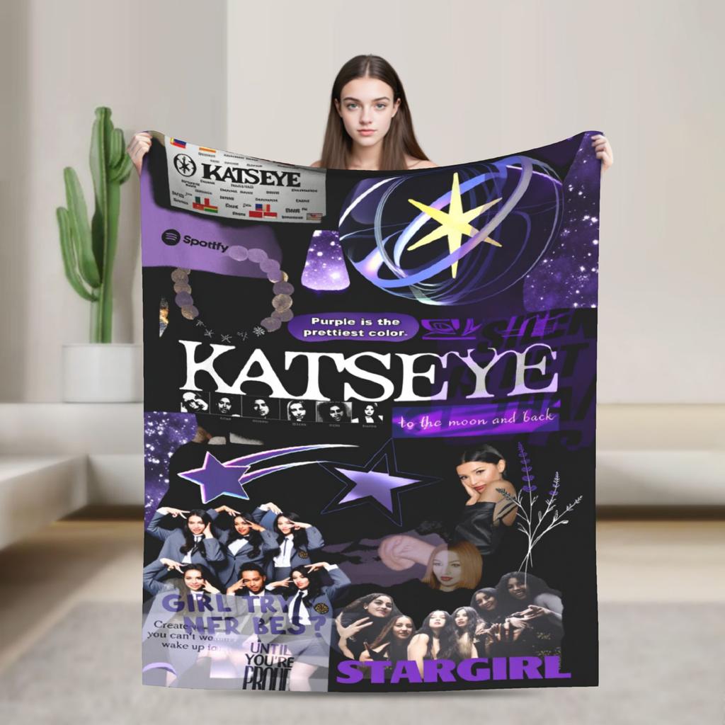 Katseye Kpop Girls Warm Blanket Child Plush Throw Blanket Print Couch Chair Flannel Bedspread Sofa Bed Cover