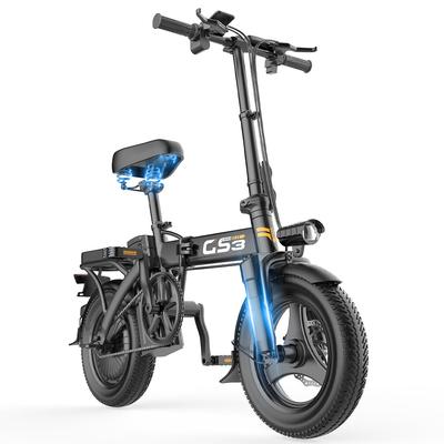 GS3 czarny moc silnika 250W + odłączana bateria 48V15AH opona 14-calowa składana rama maksymalna prędkość 25 km/h miejski rower elektryczny