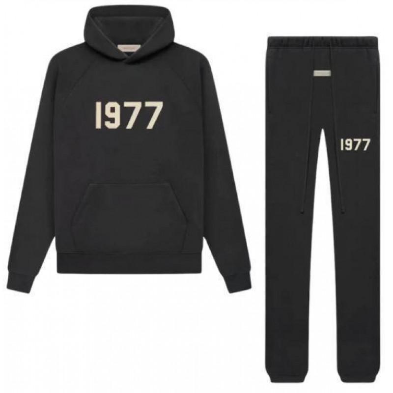 ESSENTIALS Flocked Letter Hoodie Sweatshirt Set Casual Loose Fit Couples Winter Wear