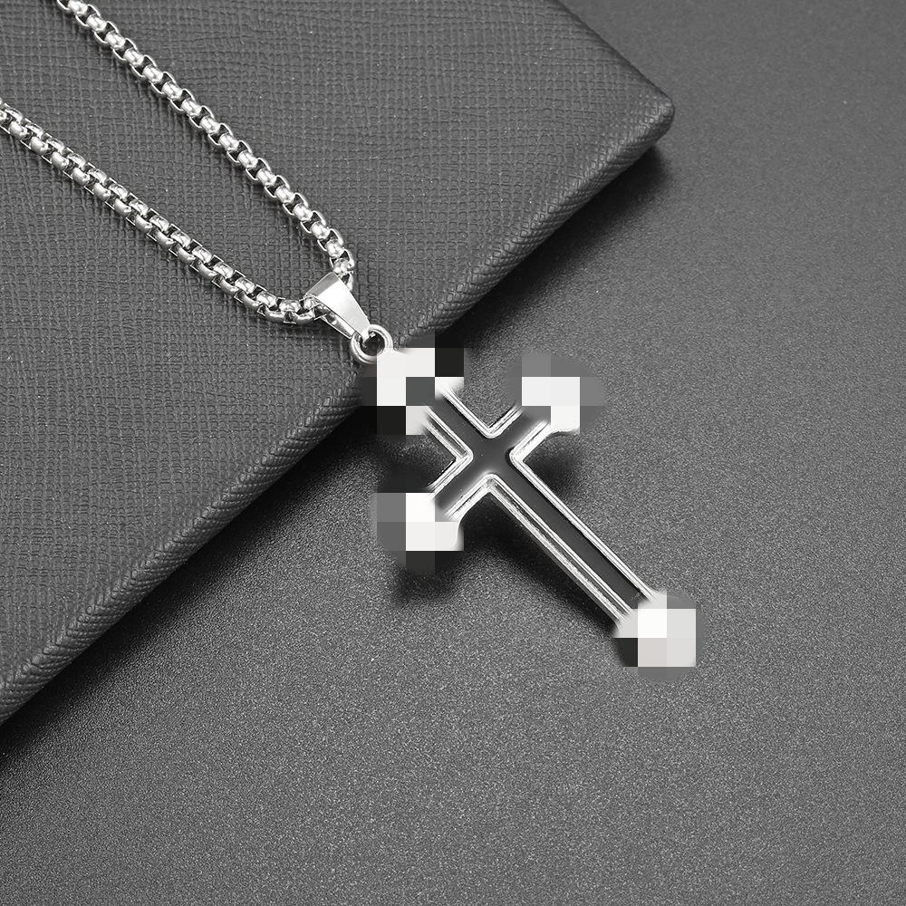 Personality Punk Multiple Crosses Pendant Necklace for Men Women Stainless Steel Fashion Hip-hop Street Party Daily Wear Jewelry
