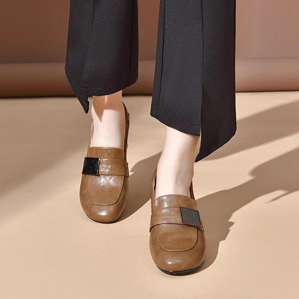 2025 Spring Low-Heel Pointed Toe Women's Casual Fashionable Lightweight Bean Shoes