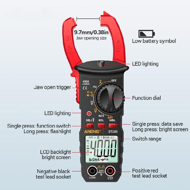 AC/DC Digital Clamp Meter T-RMS 6000 Counts, Multimeter Voltage Tester Auto-rang