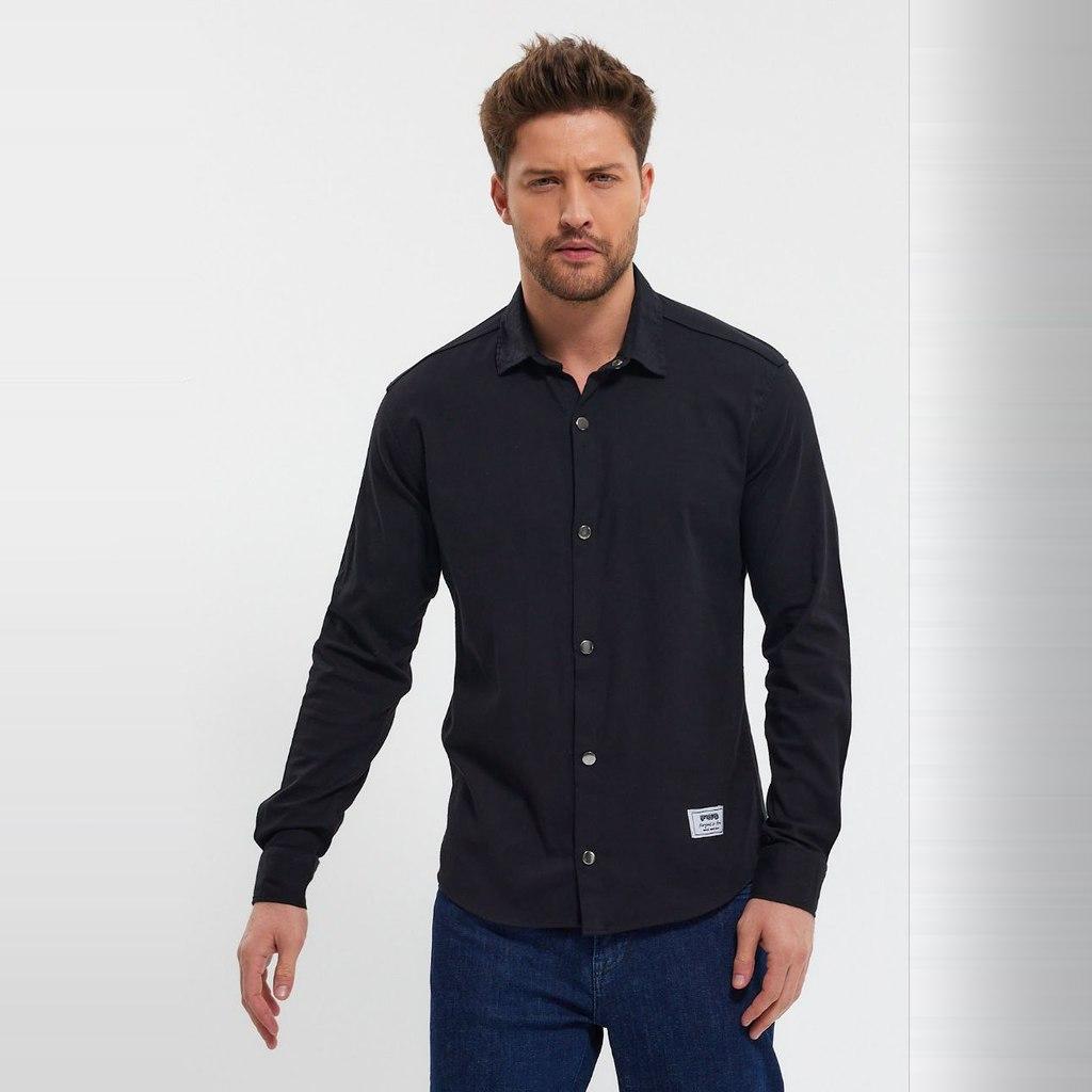 DeepSEA Slim Fit Long Sleeve Buttoned Cotton Shirt 2403012
