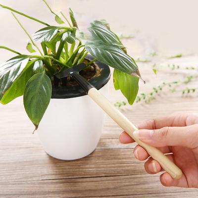 2 Sets Mini Gardening Tools Kids Metal Trowel with Wooden Handle Mini Rake