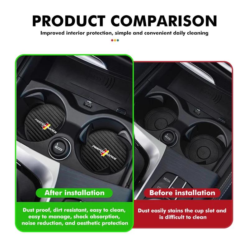 2pcs Car Coaster Water Cup Holder Anti-Slip Pads Accessories For BMW Performance M Alpina iX iX1 iX2 iX3 iX4 iX5 iX7 F11 E30