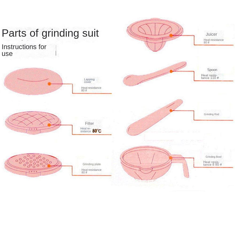 7Pcs Portable Food Grinding Bowl Set Stackable Food Masher Maker  Baby Supplementary