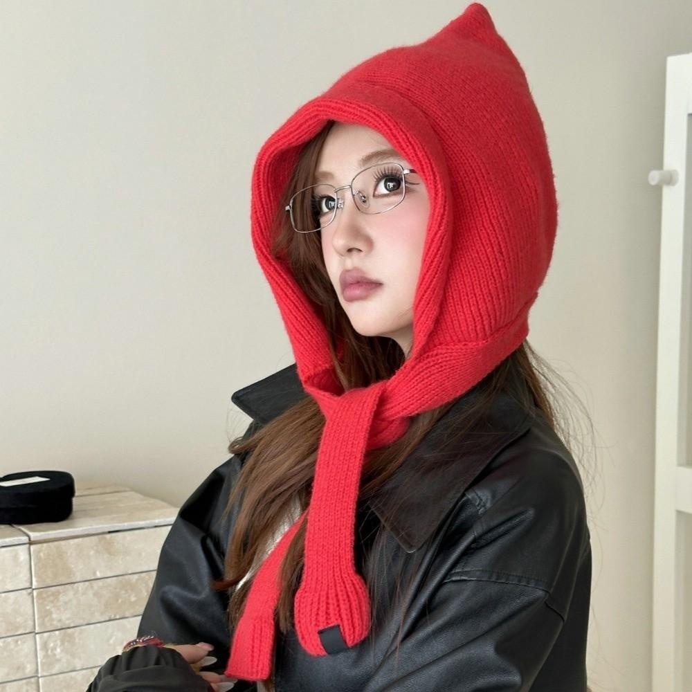 Soft Balaclava Cap Korean Style Knitted Beanies Hats Vintage Scarf Hat  Outdoor
