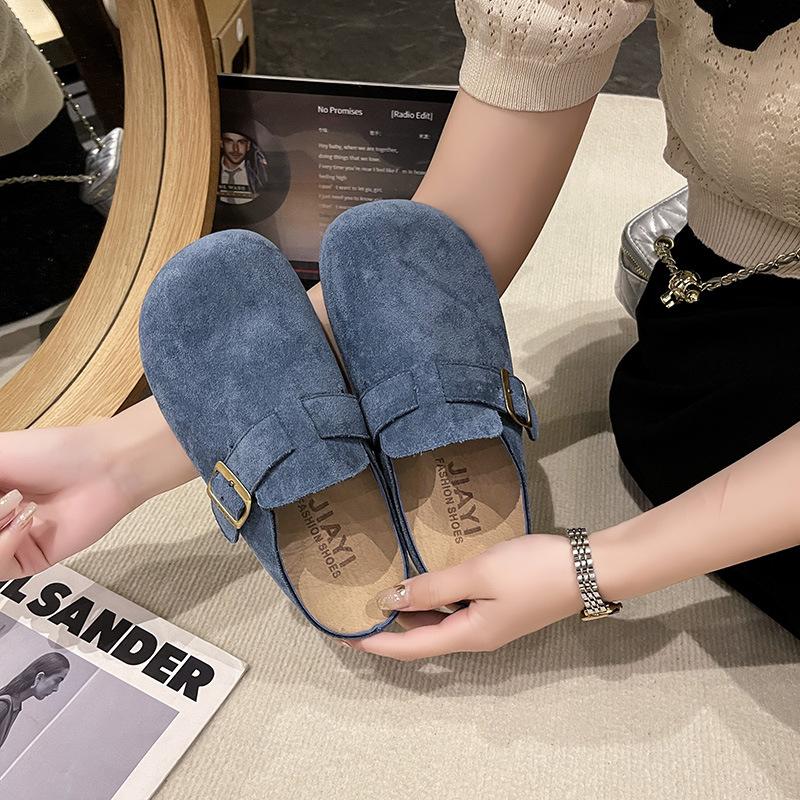 Bekväma retro utrikeshandel baotou drag kvinnor 2025 vår nyhet bekväma halkfria platt botten vardagliga halvtofflor trend