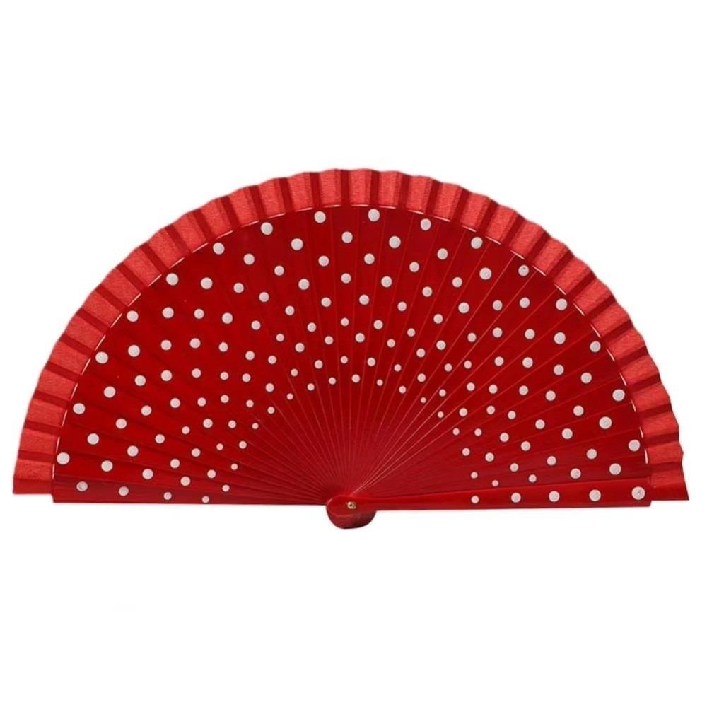 New Wood Flamenco Fan Dots Pattern Classical Folding Fan Decorative Handheld Hand Fan Wedding Decorations