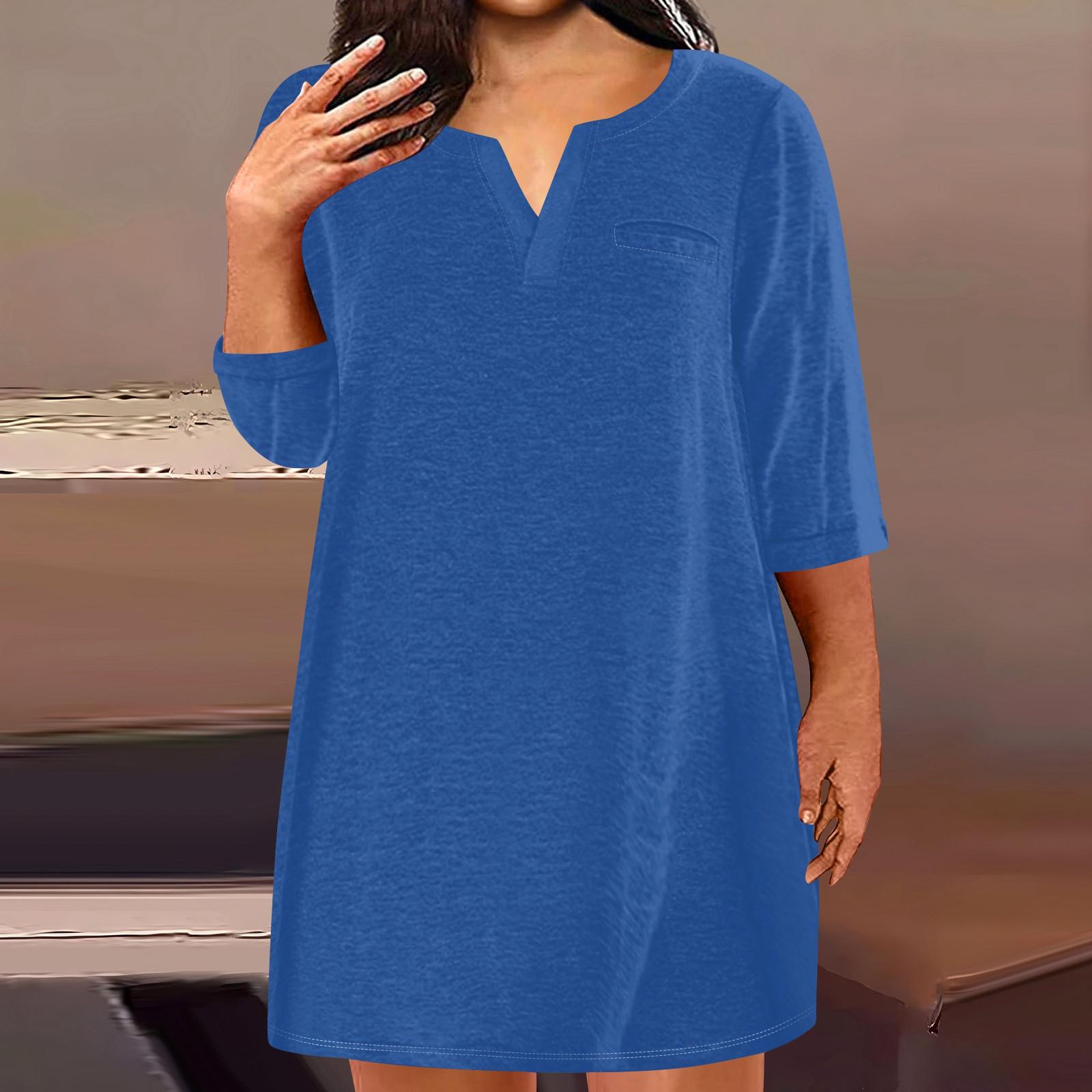 Женская мода большого размера с v-образным вырезом и семью рукавами — фото 10