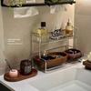 Minimalist Double-layer Storage Rack for Bathroom Sink for Storing Cosmetics Shower Gel Toiletries, Drainage Rack Storage Rack