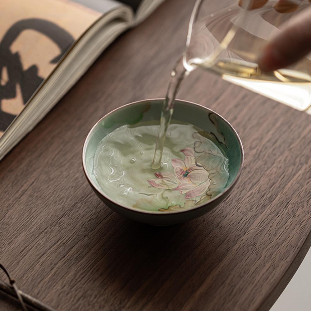 

Чашка для чая пуэр Lotues, винтажная, с цветочным узором, чашка для кунг-фу, подарок для любителей чая <200ml