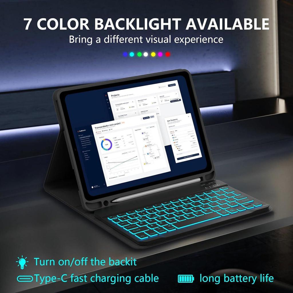 2025 Red Xiaomi Pad 2 Tablet Case with Magnetic Backlit Bluetooth Keyboard and Pen Slot for Redmi SE11