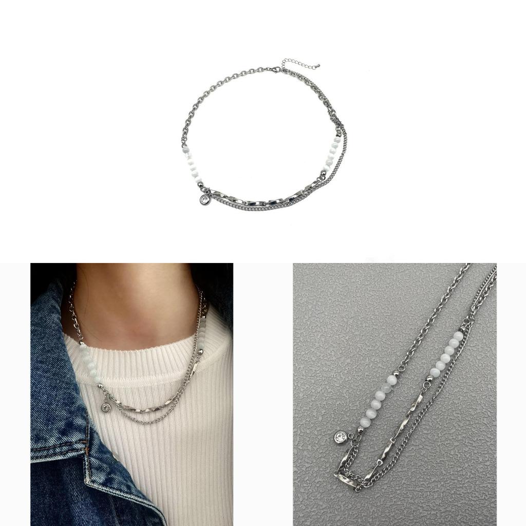 Geometric Cat Eye Stone Stainless Steel Collar Necklace For Women And Men