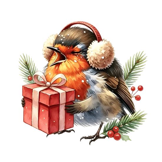 Window Clings for Glass Christmas Bird Static Clings, PVC Waterproof Decals with Santa Hat And Pattern Stickers Gift Box, Removable Holiday Home Door