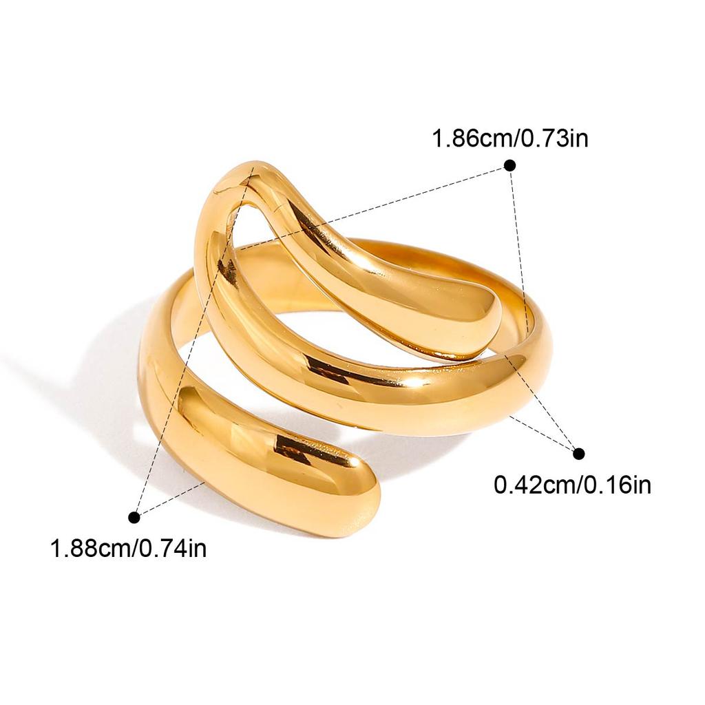 Yori 18K Gold Plated Stainless Steel Curved Minimalist Ring Sleek Everyday Formal Wear with Durable Luxe Shine