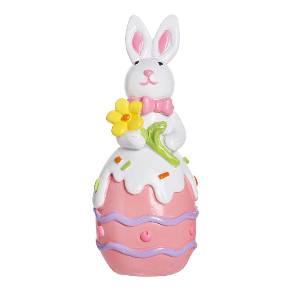 Easter Resin Bunny Table Decorations with Egg Charming Rabbit Ornaments for Parties and Celebrations