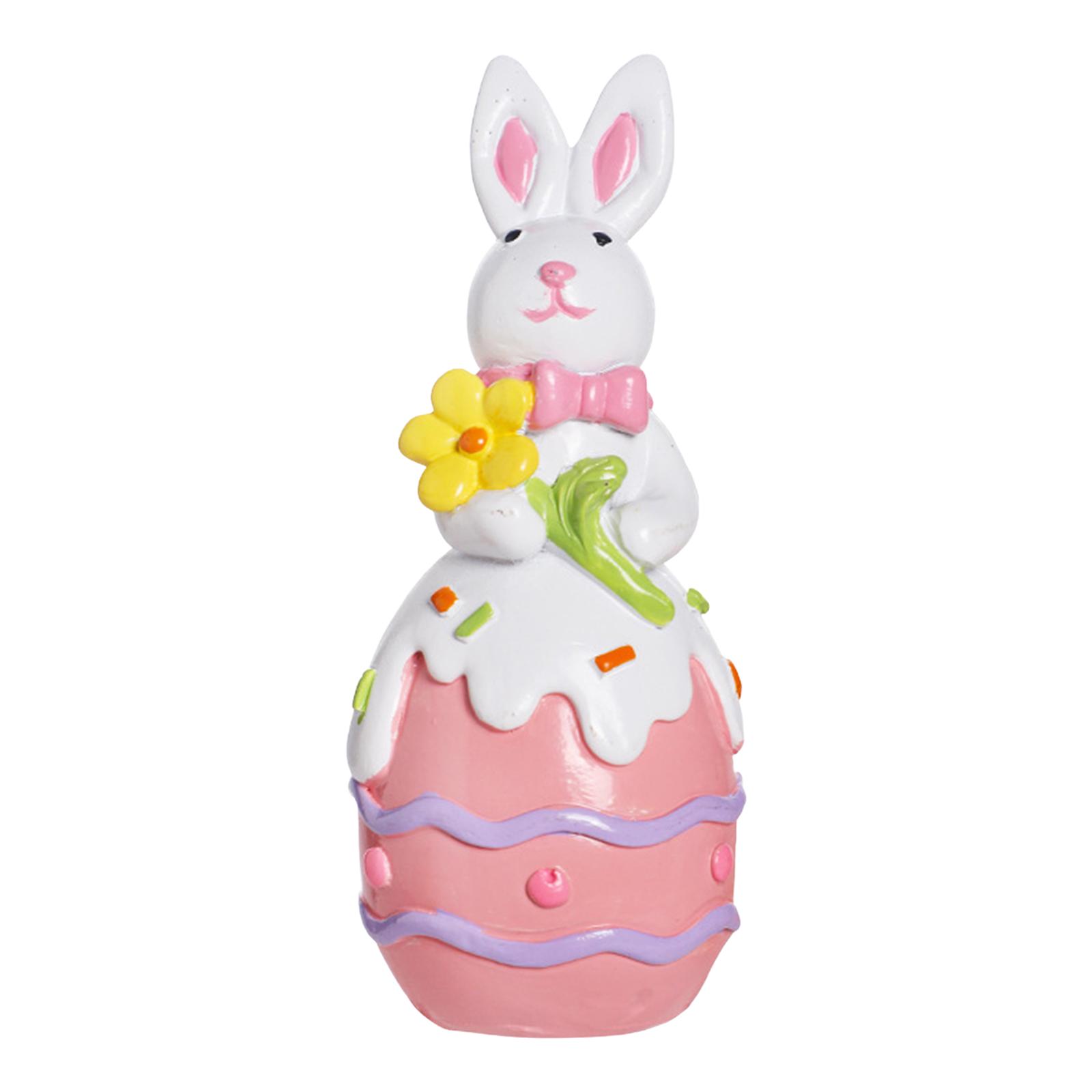 

Easter Resin Bunny Desktop Ornaments with Egg Rabbit Desk Ornament for Easter Party Indoor Home Decor рожевий