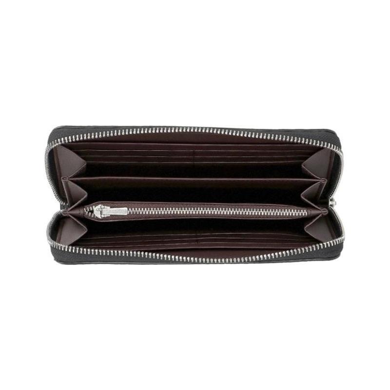 Coach Zip Around 19 Classic Old Flower Printed Zipper Closure Coated Canvas and Leather Card Holder Wallet Regular Women's Black
