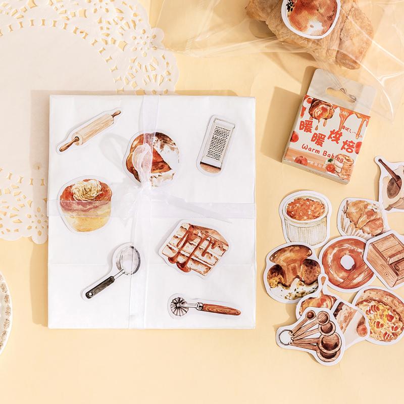 45pcs Warn Baking Stickers Boxed Set Bread Cake Donuts Decoration Adhesive Note for Diary Album Journal School