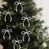 6/12Pcs Hand Woven Imitation Pearl Bow Pendant Christmas Tree Hanging Decoration Xmas New Year Holiday Gift