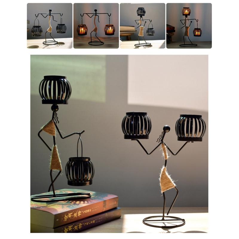 Modern Iron Figure Candlestick Holders Candlestick Desktop Art Decorations for Home Perfect Collectible Art Room Decors