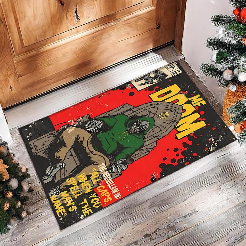 DOOM Printed Crystal Velvet Area Rug, Soft Anti-Slip Water Absorbent Floor Mat for Living Room Bedroom