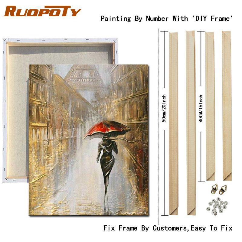 Buy RUOPOTY DIY Frame Paint By Numbers Lover Drawing On Canvas Oil