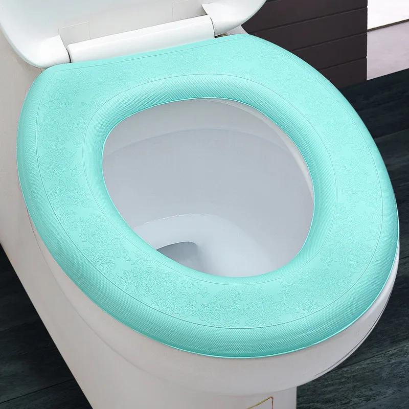 Foam Toilet Lid Cover Washable Waterproof Sticker Portable Silicone Toilet Seat Cover Cup Covers Bathroom Accessories