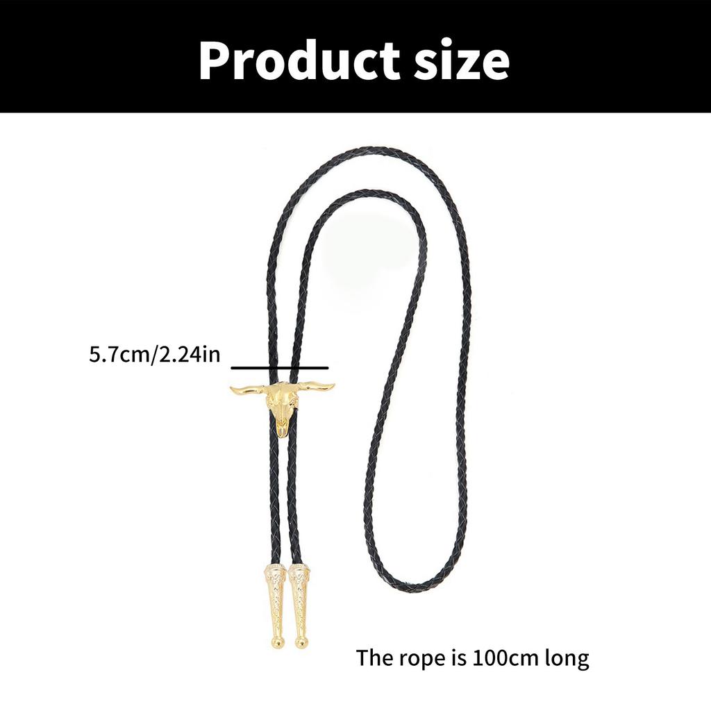 Elegante Bolo-Krawatte mit Stier-Anhänger Stier-Krawatte Western-Halskette Bolo-Krawatte Western-Cowboy-Kostüm