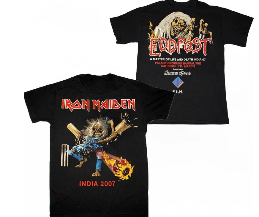 Iron Maiden India 2007 Event T Shirt, Iron Maiden Band Heavy MeTshirt Unisex T-Shirt XXXL
