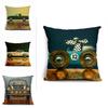 Vintage Car Dog Print Pillow Case In Beautiful Cotton Linen For Stylish Home Decor