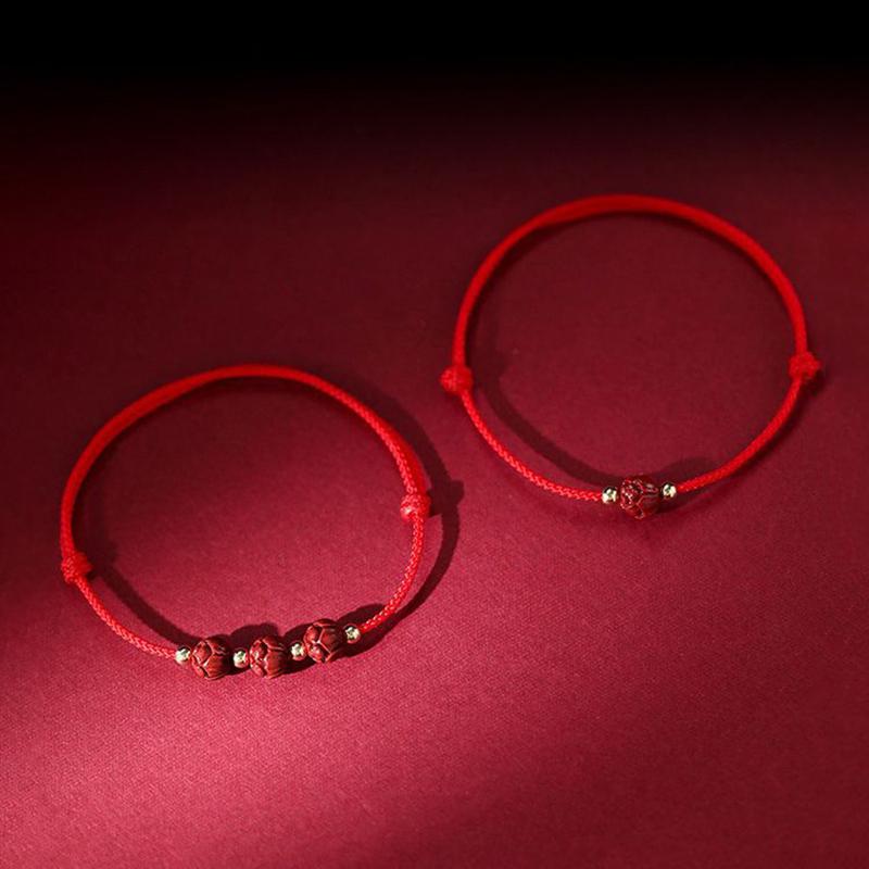 Tibetan Buddhist Lotus Beaded Bracelet Handmade Braided Adjustable Lucky Red Thread Charm Bracelets For Women Men Couple Jewelry
