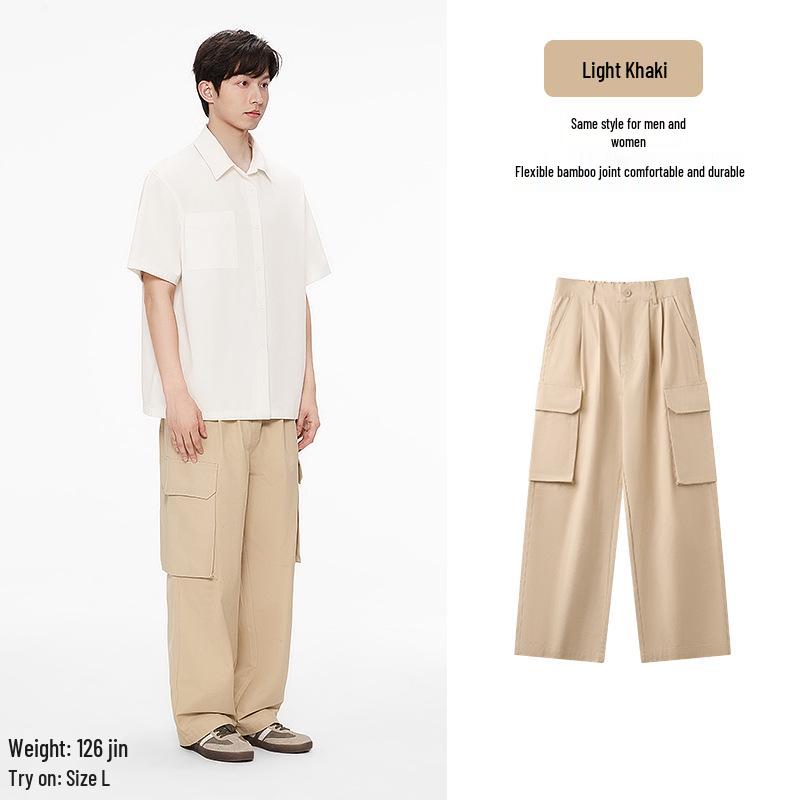 

Cotton Aesthetics: Pure Cotton Straight-Leg Pants - Spring/Summer Versatile Relaxed Fit for Outdoor, Casual, and Work. M