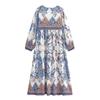 Bohemian Loose Dress with Bamboo Knot Linen Print and Tassels - 2026 Spring Collection