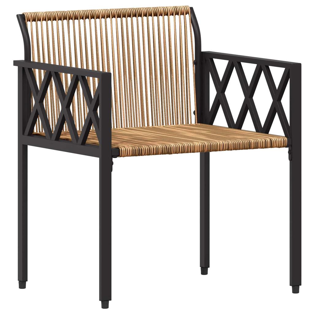 Garden Furniture Set 3 pcs Brown and Cream White Poly Rattan