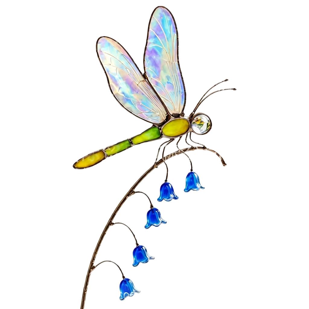 Dragonfly Art Stakes Decorative Outdoor Dragonfly Stakes with Ground Stake for Outside Yard Walkway Flowerbed Decor