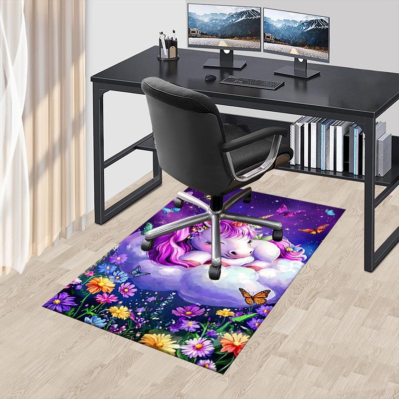1PC Unicorn Flowers Extra Large Non-Slip Floor Carpet, Office, Family, Bedroom, Studio - Large Area RugJ0405