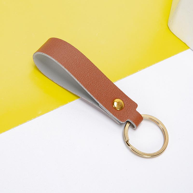 Nordic Two-Color PU Leather Keychain: Creative Macaron Keyring & Bag Pendant
