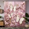 2 Pieces HD Digital Pink Butterfly Cherry Blossom Romantic Curtains Home Decorating Style Decorating Living Room Bedroom Rodding