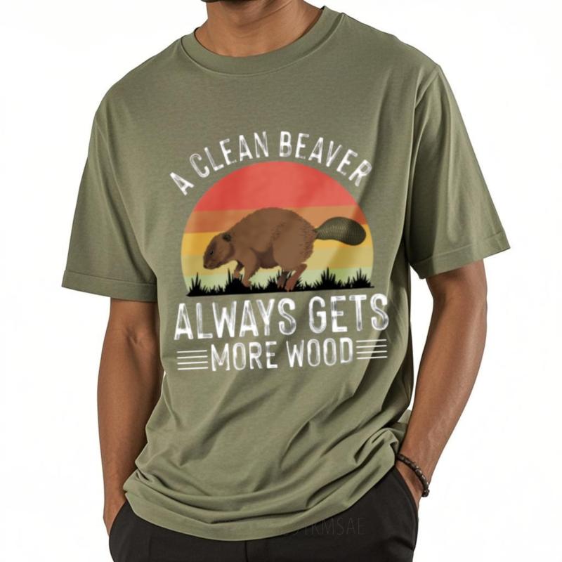 Streetwear Unisex Rundhals T-Shirt Lässiges T-Shirt Ein fleißiger Biber bekommt jeden Tag mehr Holz Unisex Oberteile Rock T-Shirt