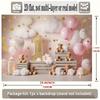 2D Pink 1st Birthday Backdrop with Teddy Bears & Stars for Baby Girl Photography Background