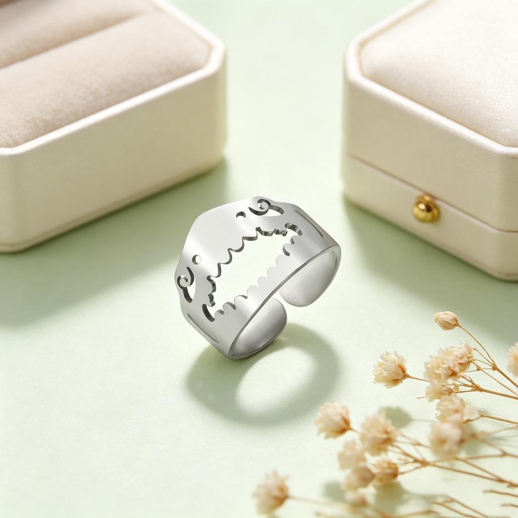 Handsome Shark Ring Stainless Steel Adjustable Open Ring Animal Shark Ring Fashion Punk Ring Jewelry Gift