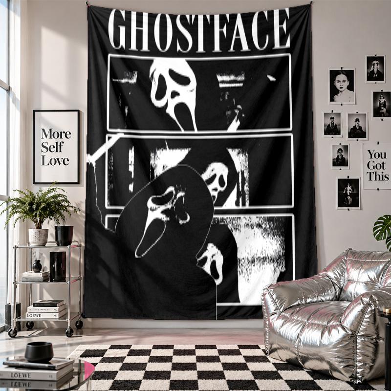 Wall TapestryScream Ghostface Art Hanging Cloth Decorative Background Cover for Room Decoration