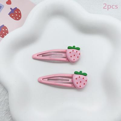 2 Stück süße süße Erdbeer-Haarnadel, schöne rosa Haarspangen für Mädchen, Pony-Clips, BB-Snap-Clip, Haar-Accessoires