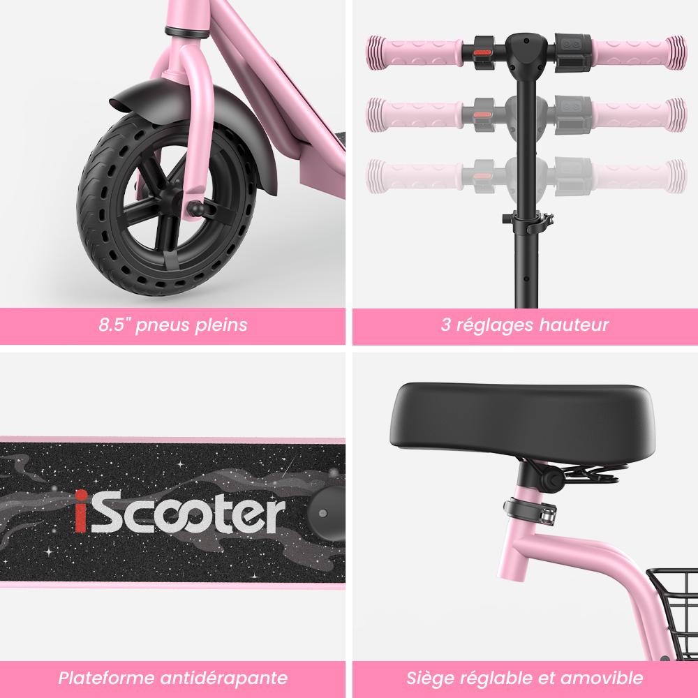iScooter IK7 Kids Electric Scooter 250W 4.5Ah 8.5''Tires Removable Seat APP Control 3-Speed Rang 11-15KM Electric Scooter for Kids