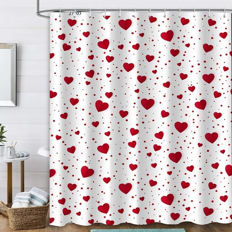 

1 шт. Шторка для душа с рисунком в виде красных сердечек, полиэфирная ткань, можно стирать в машине, с крючками, подходит для декора ванной комнаты. 90X180cm