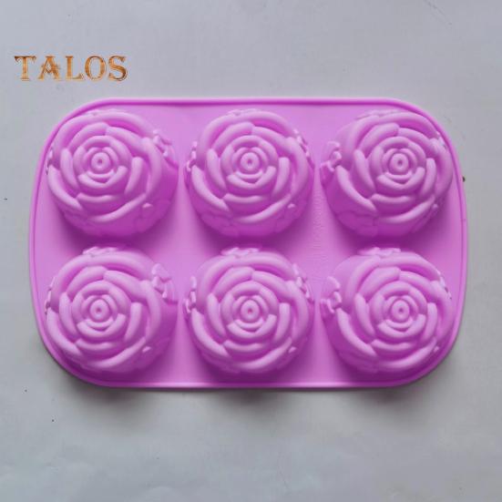 Kuchenform, flexibel, antihaftbeschichtet, Rosenblütenform, Silikonform, 6 Gitter, Pralinen, Geleeform für die Küche zu Hause